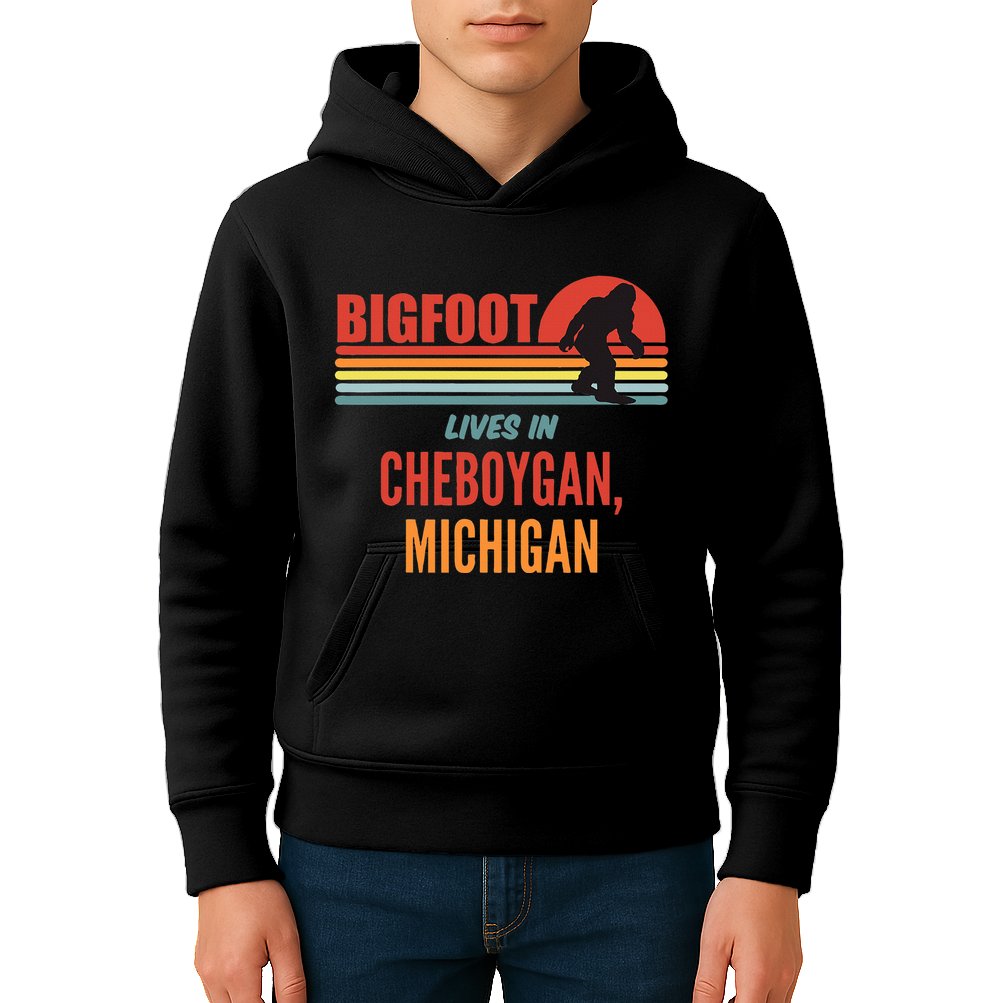 Bigfoot Sighting In Cheboygan Michigan Kids Hoodie