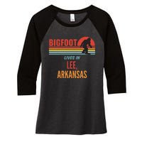 Bigfoot Sighting In Lee Arkansas Women's Tri-Blend 3/4-Sleeve Raglan Shirt