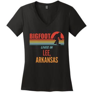 Bigfoot Sighting In Lee Arkansas Women's V-Neck T-Shirt