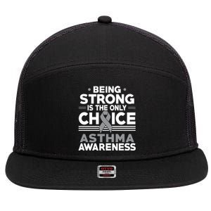 Being Strong Is The Only Choice Asthma Awareness 7 Panel Mesh Trucker Snapback Hat