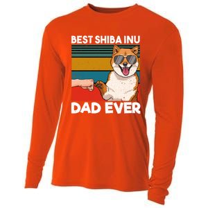 Best Shiba Inu Dad Ever Dog Dad Fist Bump Gift Cooling Performance Long Sleeve Crew