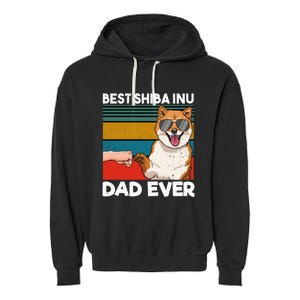 Best Shiba Inu Dad Ever Dog Dad Fist Bump Gift Garment-Dyed Fleece Hoodie