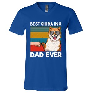 Best Shiba Inu Dad Ever Dog Dad Fist Bump Gift V-Neck T-Shirt