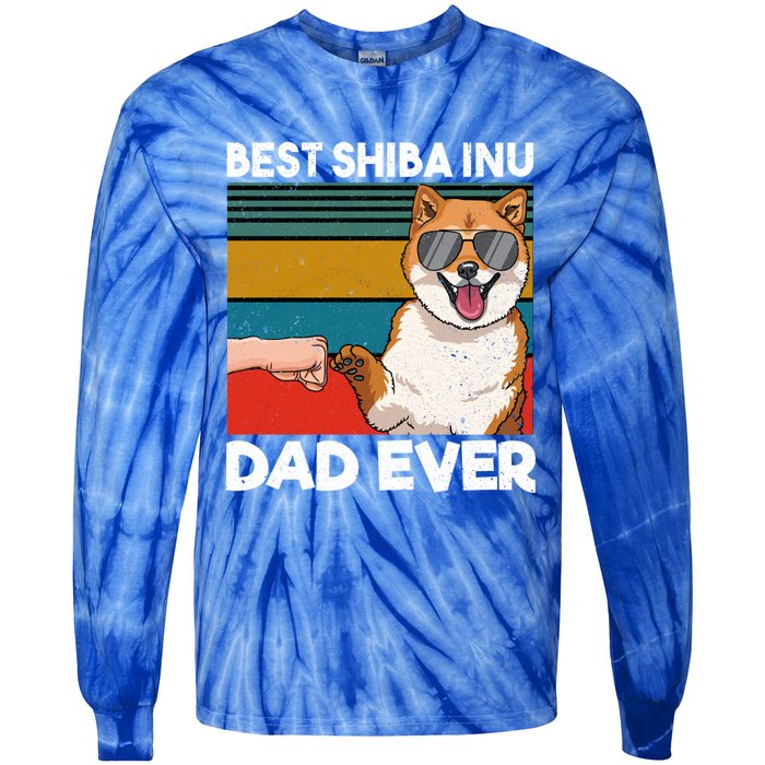 Best Shiba Inu Dad Ever Dog Dad Fist Bump Gift Tie-Dye Long Sleeve Shirt