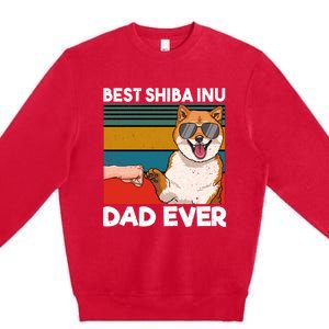 Best Shiba Inu Dad Ever Dog Dad Fist Bump Gift Premium Crewneck Sweatshirt