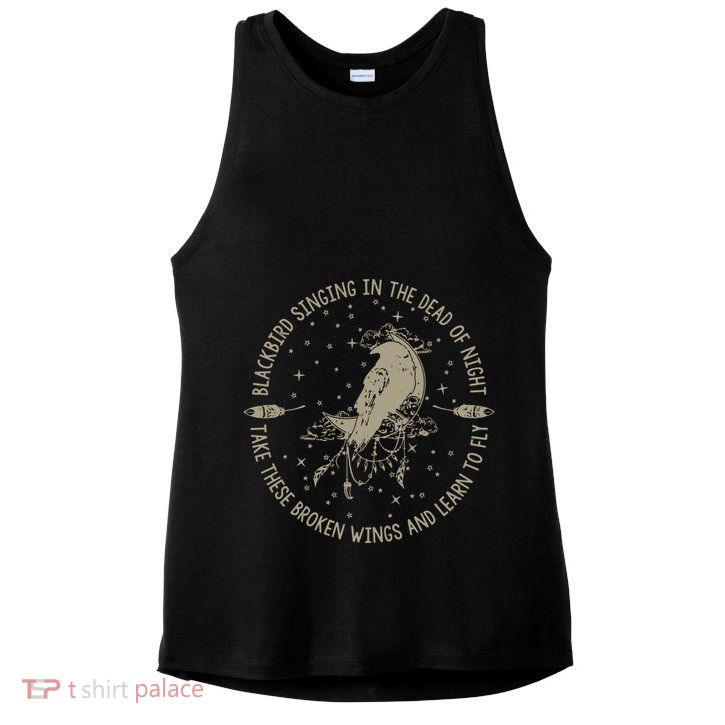 Blackbird Singing In Dead Of The Night Music Lover Ladies PosiCharge Tri-Blend Wicking Tank