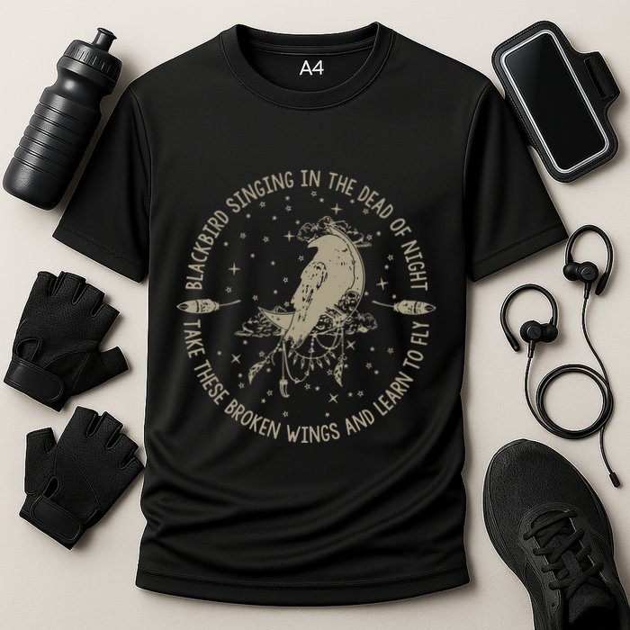 Blackbird Singing In Dead Of The Night Music Lover Cooling Performance Crew T-Shirt