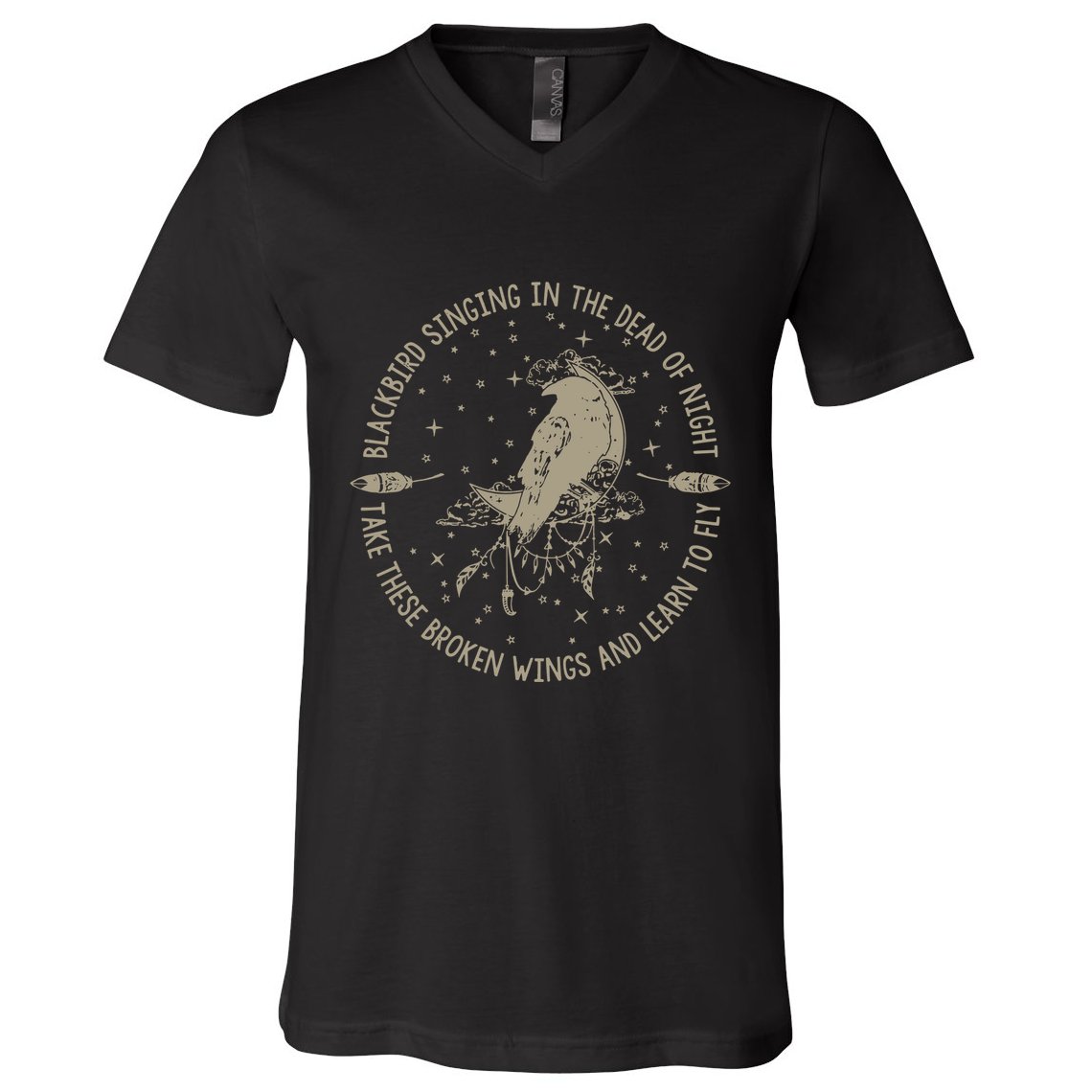 Blackbird Singing In Dead Of The Night Music Lover V-Neck T-Shirt