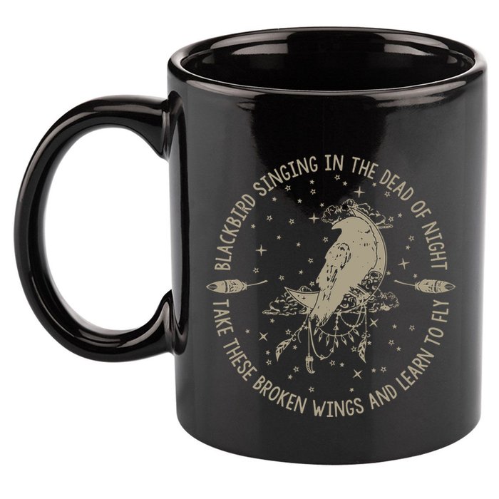 Blackbird Singing In Dead Of The Night Music Lover 11oz C Handle Ceramic Mug
