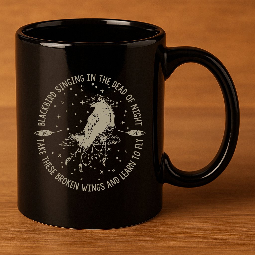 Blackbird Singing In Dead Of The Night Music Lover 11oz C Handle Ceramic Mug