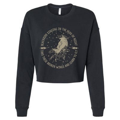 Blackbird Singing In Dead Of The Night Music Lover Cropped Pullover Crew