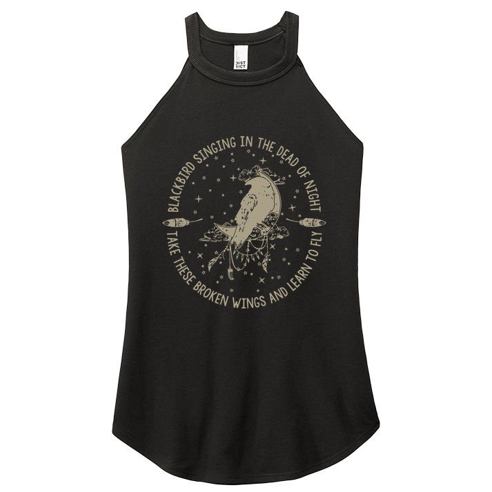 Blackbird Singing In Dead Of The Night Music Lover Women's Perfect Tri Rocker Tank