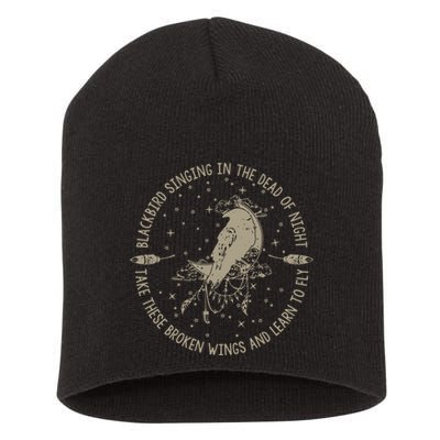 Blackbird Singing In Dead Of The Night Music Lover Short Acrylic Beanie