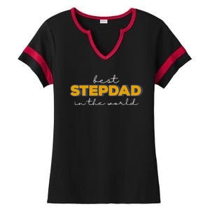 Best Stepdad In The World Fathers Day Ladies Halftime Notch Neck Tee