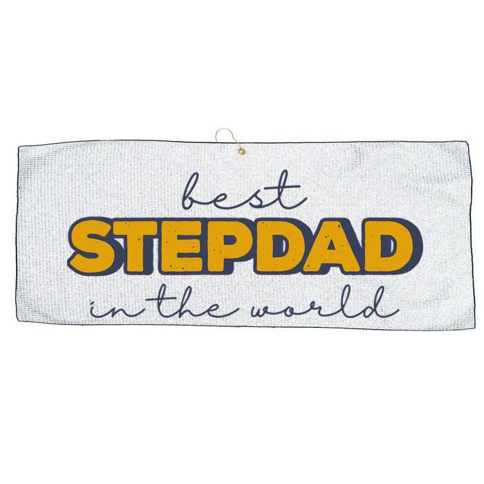 Best Stepdad In The World Fathers Day Large Microfiber Waffle Golf Towel
