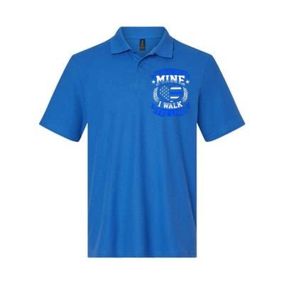 Because She Is Mine I Walk The Line Patriotic Police Officer Gift Softstyle Adult Sport Polo