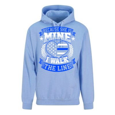 Because She Is Mine I Walk The Line Patriotic Police Officer Gift Unisex Surf Hoodie