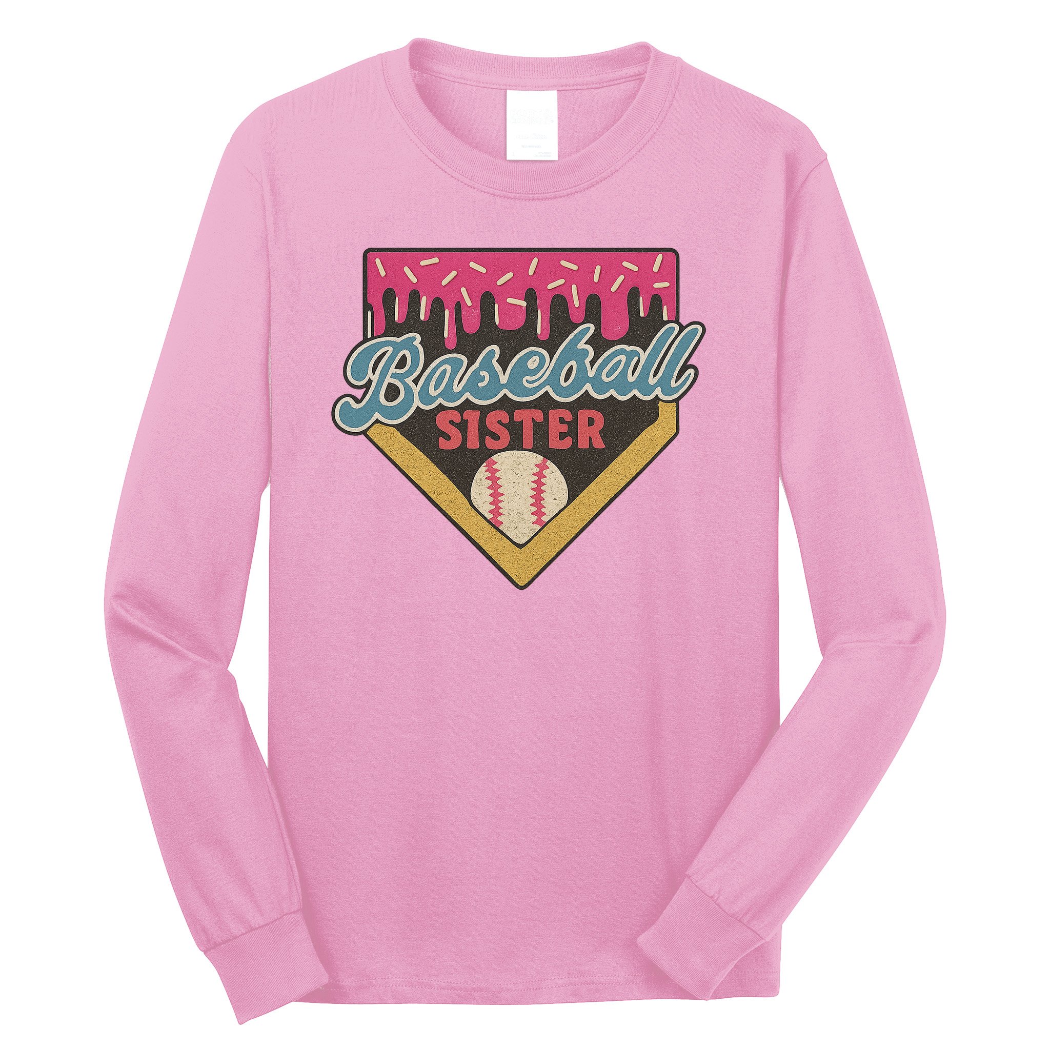 Baseball Sister Ice Cream Drip Long Sleeve Shirt