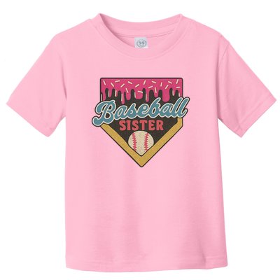 Baseball Sister Ice Cream Drip Toddler T-Shirt