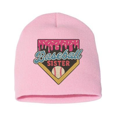 Baseball Sister Ice Cream Drip Short Acrylic Beanie