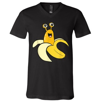 Banana Slug In Banana Funny Banana Slug V-Neck T-Shirt
