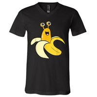 Banana Slug In Banana Funny Banana Slug V-Neck T-Shirt