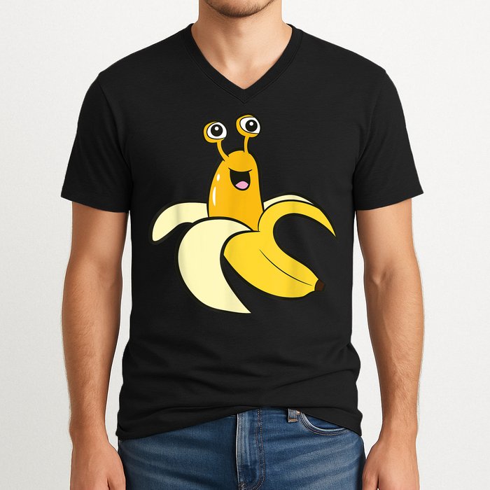 Banana Slug In Banana Funny Banana Slug V-Neck T-Shirt