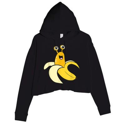 Banana Slug In Banana Funny Banana Slug Crop Fleece Hoodie