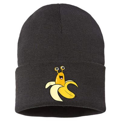 Banana Slug In Banana Funny Banana Slug Sustainable Knit Beanie