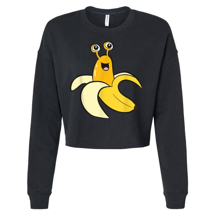 Banana Slug In Banana Funny Banana Slug Cropped Pullover Crew