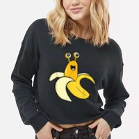 Banana Slug In Banana Funny Banana Slug Cropped Pullover Crew