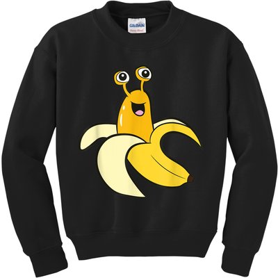 Banana Slug In Banana Funny Banana Slug Kids Sweatshirt