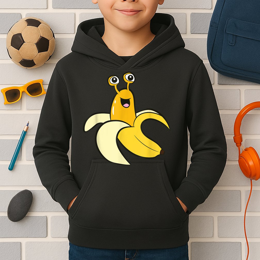 Banana Slug In Banana Funny Banana Slug Kids Hoodie