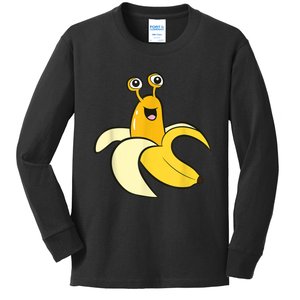 Banana Slug In Banana Funny Banana Slug Kids Long Sleeve Shirt