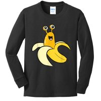 Banana Slug In Banana Funny Banana Slug Kids Long Sleeve Shirt