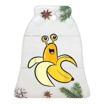 Banana Slug In Banana Funny Banana Slug Ceramic Bell Ornament