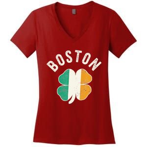 Boston Shamrock Irish St PatrickS Day Celtic Women's V-Neck T-Shirt