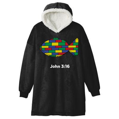 Brick Science John 3:16 – Christian Faith With Fish Symbol, Bible Verse Apparel Hooded Wearable Blanket
