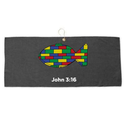 Brick Science John 3:16 – Christian Faith With Fish Symbol, Bible Verse Apparel Large Microfiber Waffle Golf Towel