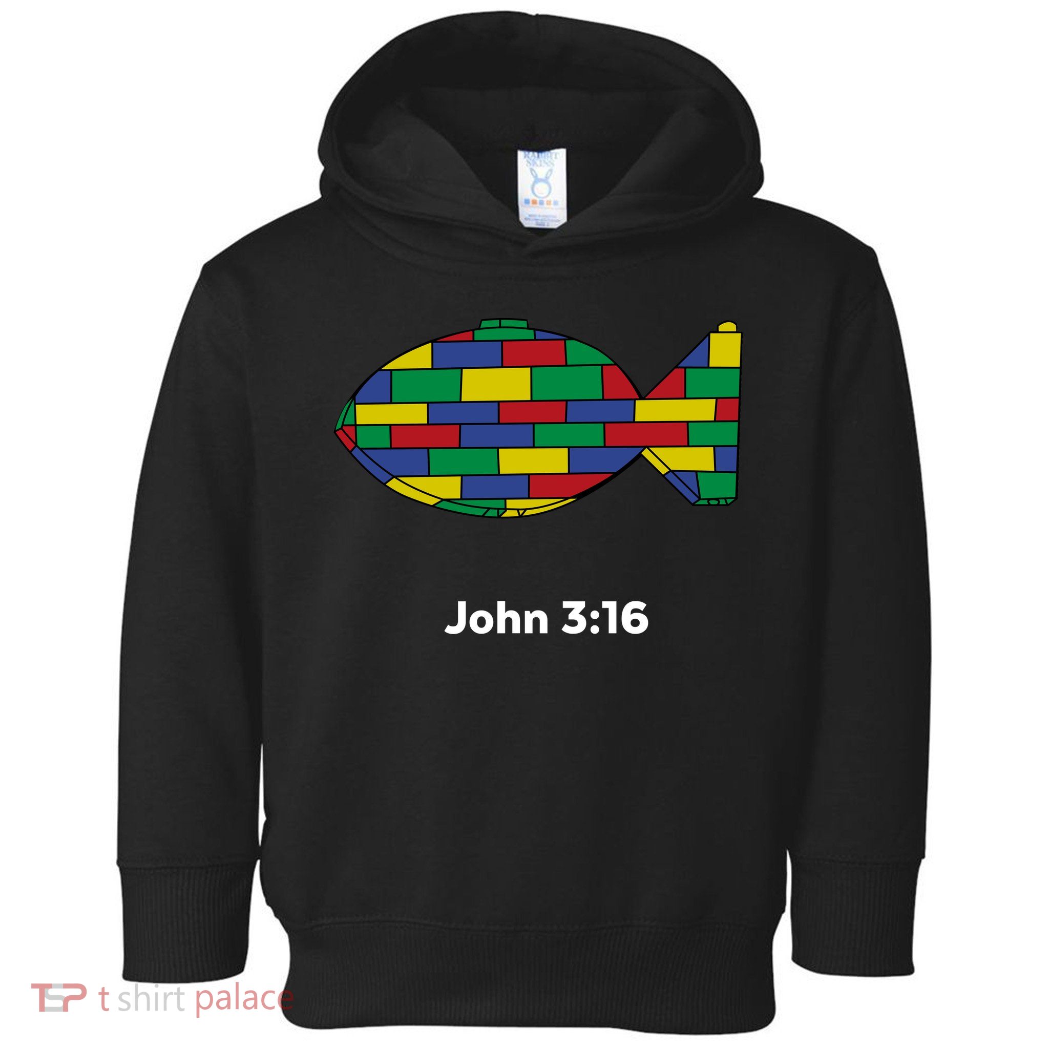 Brick Science John 3:16 – Christian Faith With Fish Symbol, Bible Verse Apparel Toddler Hoodie
