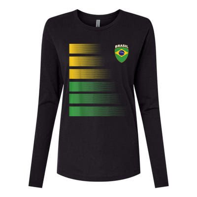 Brazil Soccer Jersey Football Brazil Soccer Womens Cotton Relaxed Long Sleeve T-Shirt