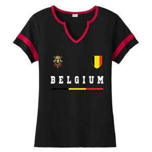 Belgium Sportssoccer Jersey Flag Ladies Halftime Notch Neck Tee