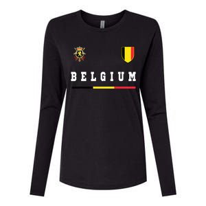 Belgium Sportssoccer Jersey Flag Womens Cotton Relaxed Long Sleeve T-Shirt