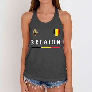 Belgium Sportssoccer Jersey Flag Women's Knotted Racerback Tank