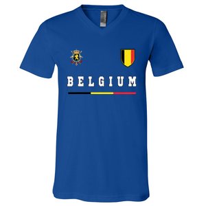 Belgium Sportssoccer Jersey Flag V-Neck T-Shirt