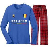 Belgium Sportssoccer Jersey Flag Women's Long Sleeve Flannel Pajama Set 