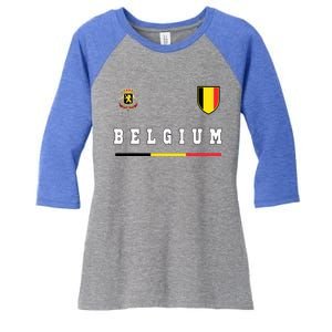 Belgium Sportssoccer Jersey Flag Women's Tri-Blend 3/4-Sleeve Raglan Shirt