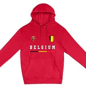 Belgium Sportssoccer Jersey Flag Premium Pullover Hoodie