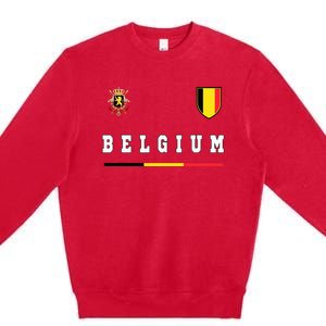 Belgium Sportssoccer Jersey Flag Premium Crewneck Sweatshirt