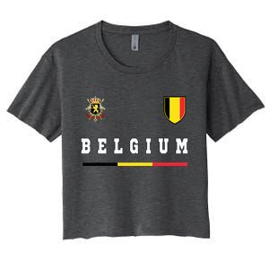 Belgium Sportssoccer Jersey Flag Women's Crop Top Tee